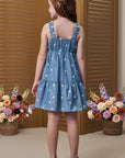 Vestido em Denim Bordado 96430 Infanti Infantil Menina