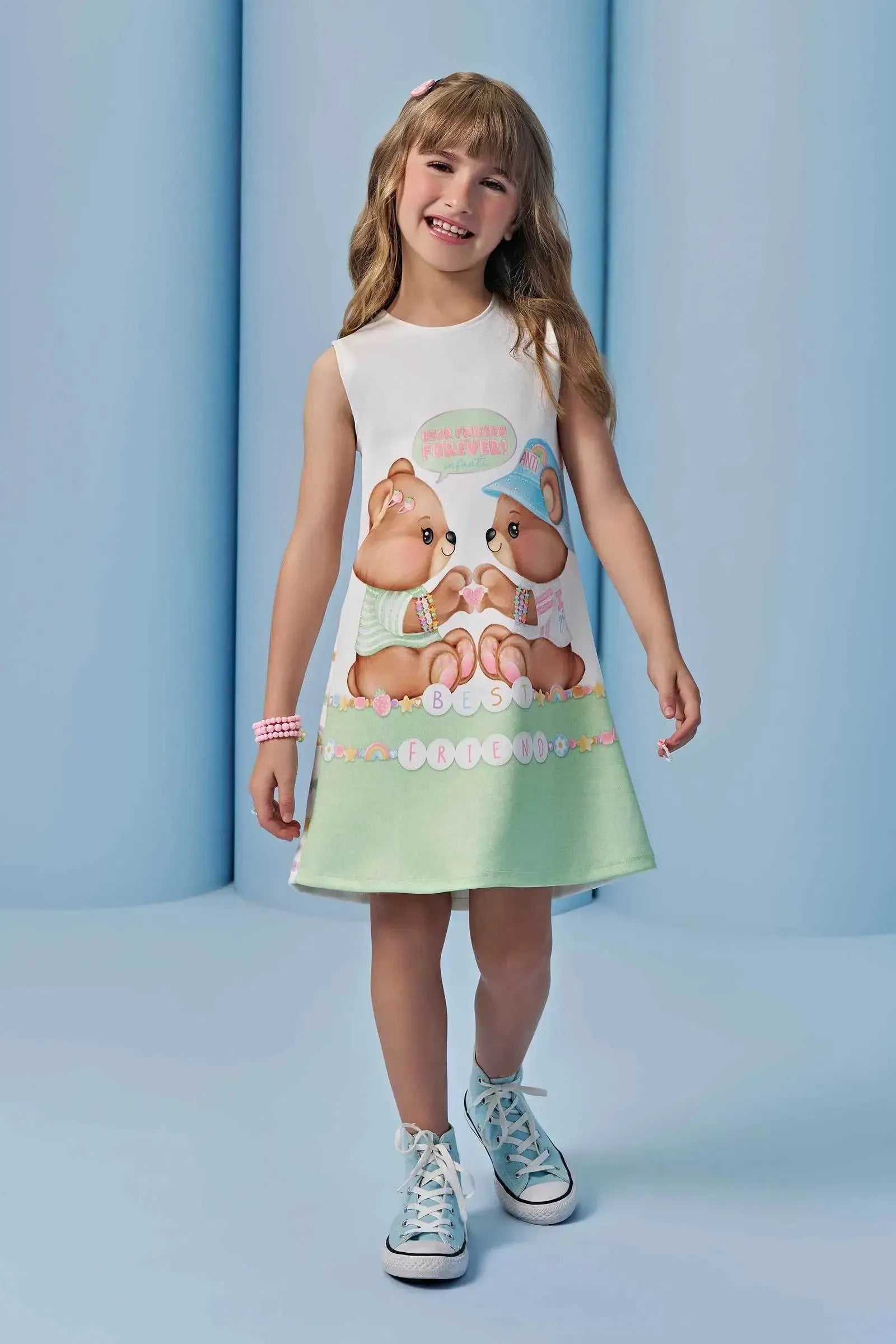 Vestido em Fly Tech. Acompanha Kit Pulseiras. 93432 Infanti Infantil Menina