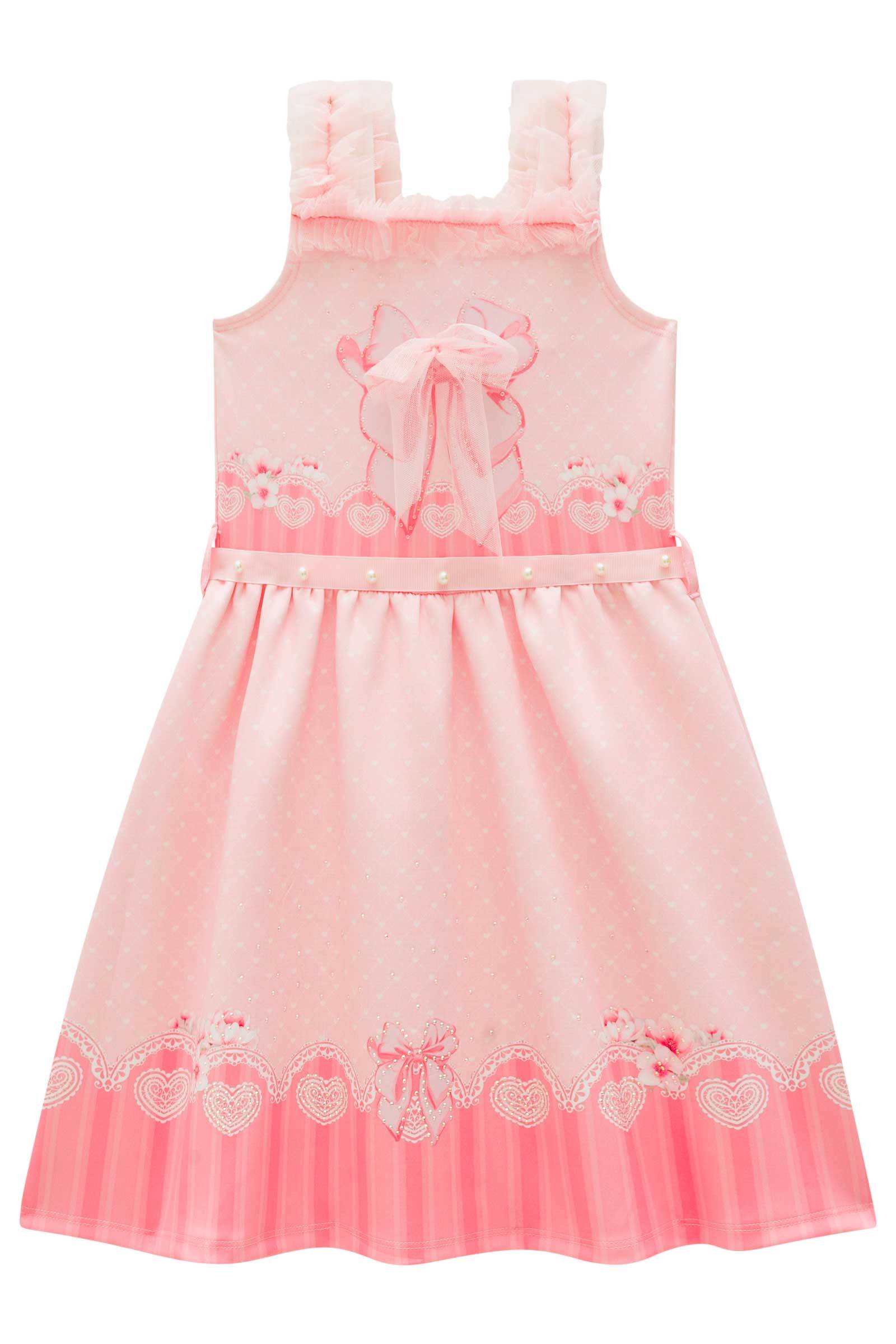 Vestido em Fly Tech e Tule 78293 Infanti