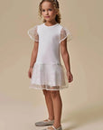 Vestido em Fly Tech e Tule Paetê 95719 Infanti Infantil Menina