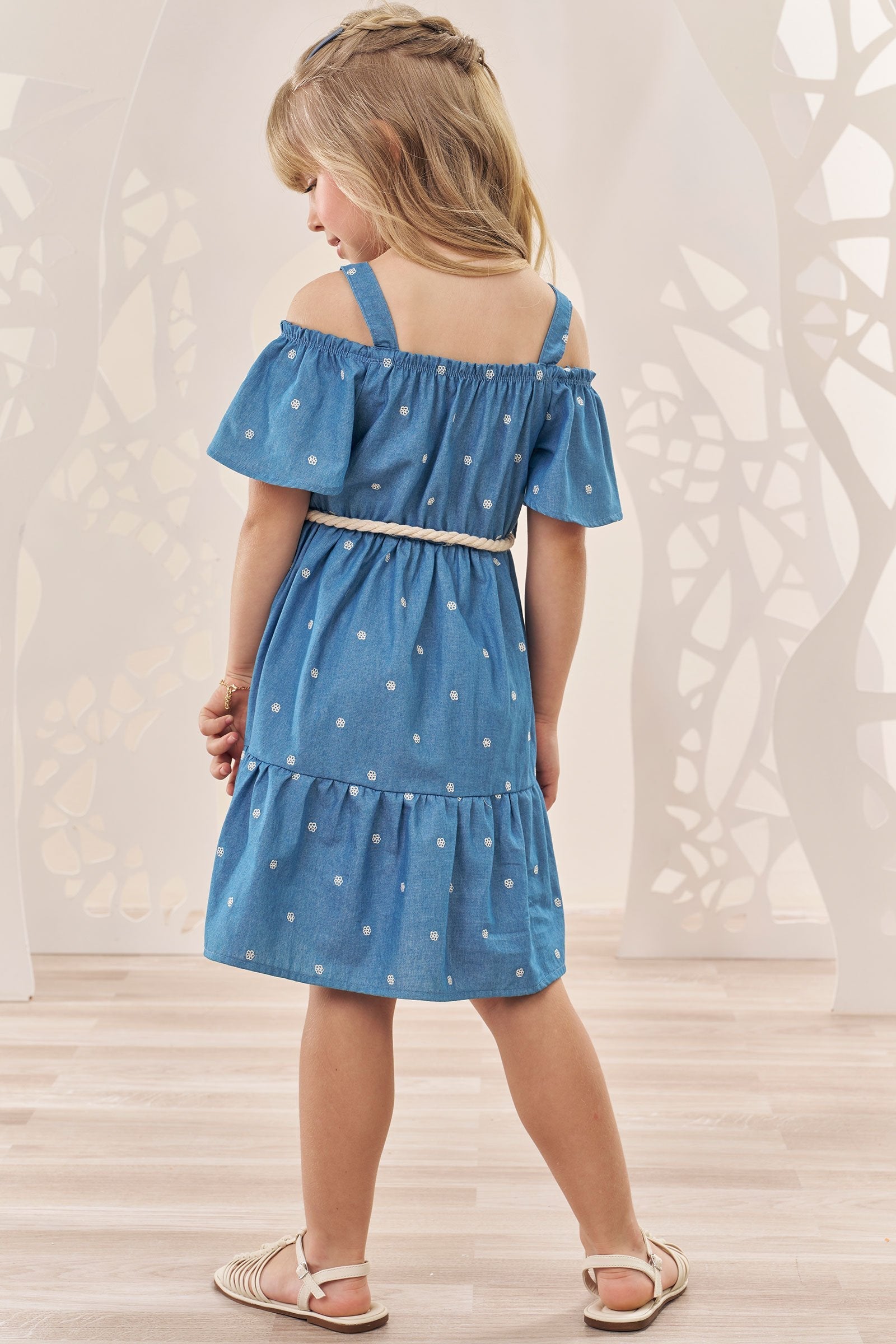 Vestido em Jeans Bordado Mini 74210 Infanti