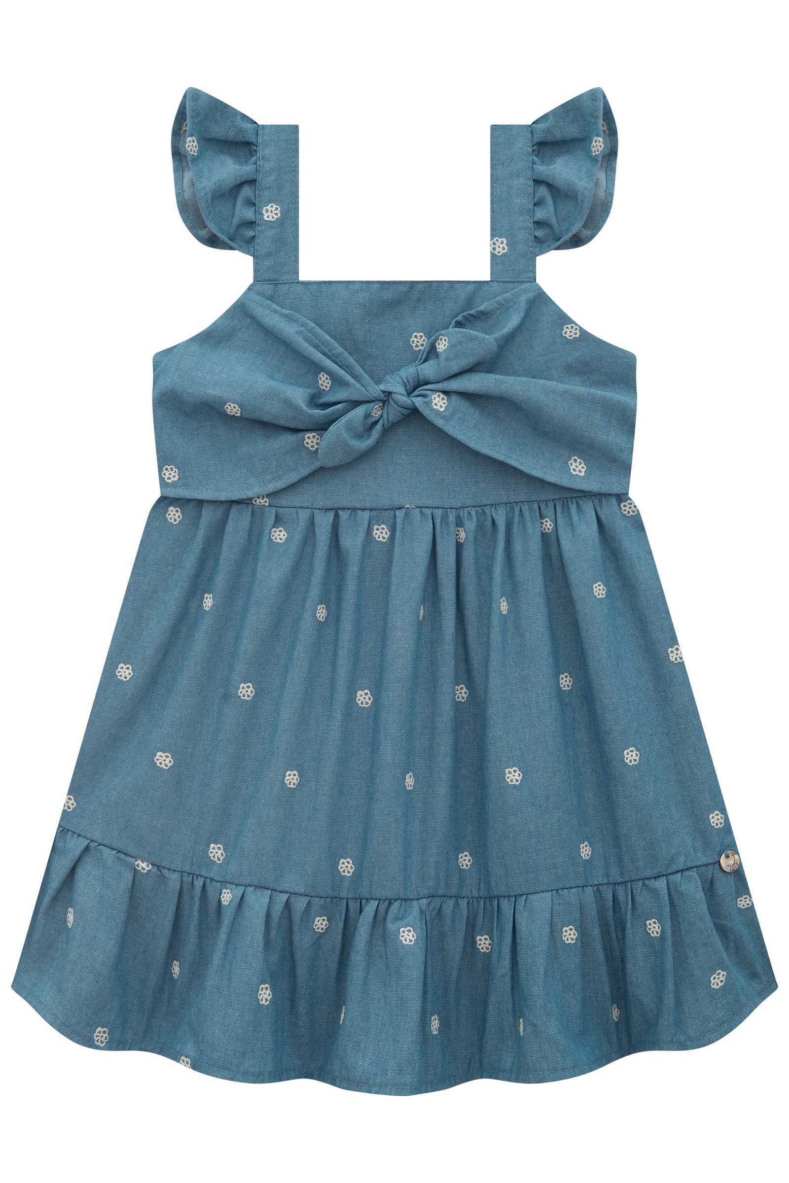 Vestido em Jeans Bordado Mini 75162 Infanti