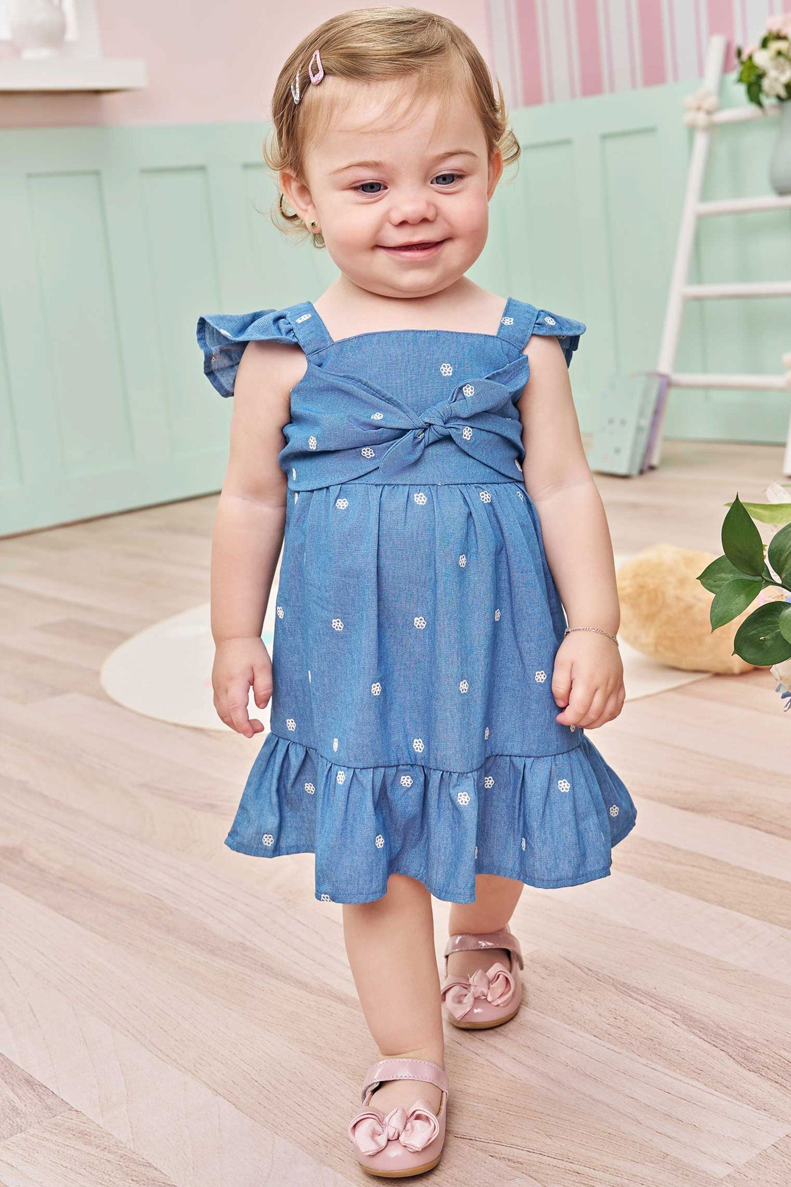 Vestido em Jeans Bordado Mini 75162 Infanti