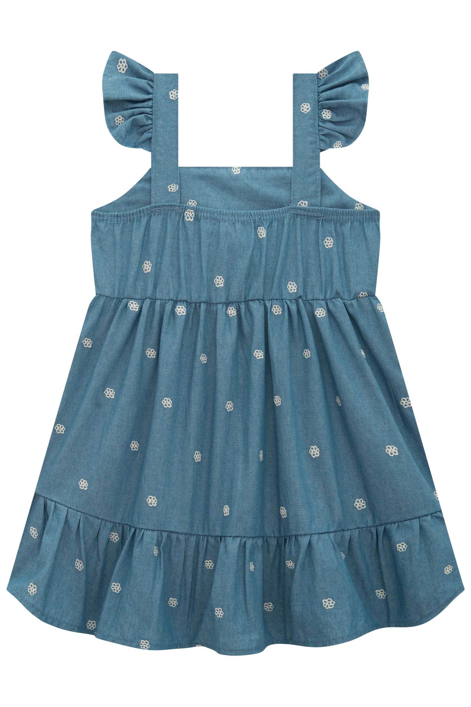 Vestido em Jeans Bordado Mini 75162 Infanti