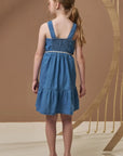 Vestido em Jeans e Tricot Algodão 97012 Infanti Infantil Menina