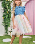 Vestido em Jeans Teca e Tule 77597 Infanti