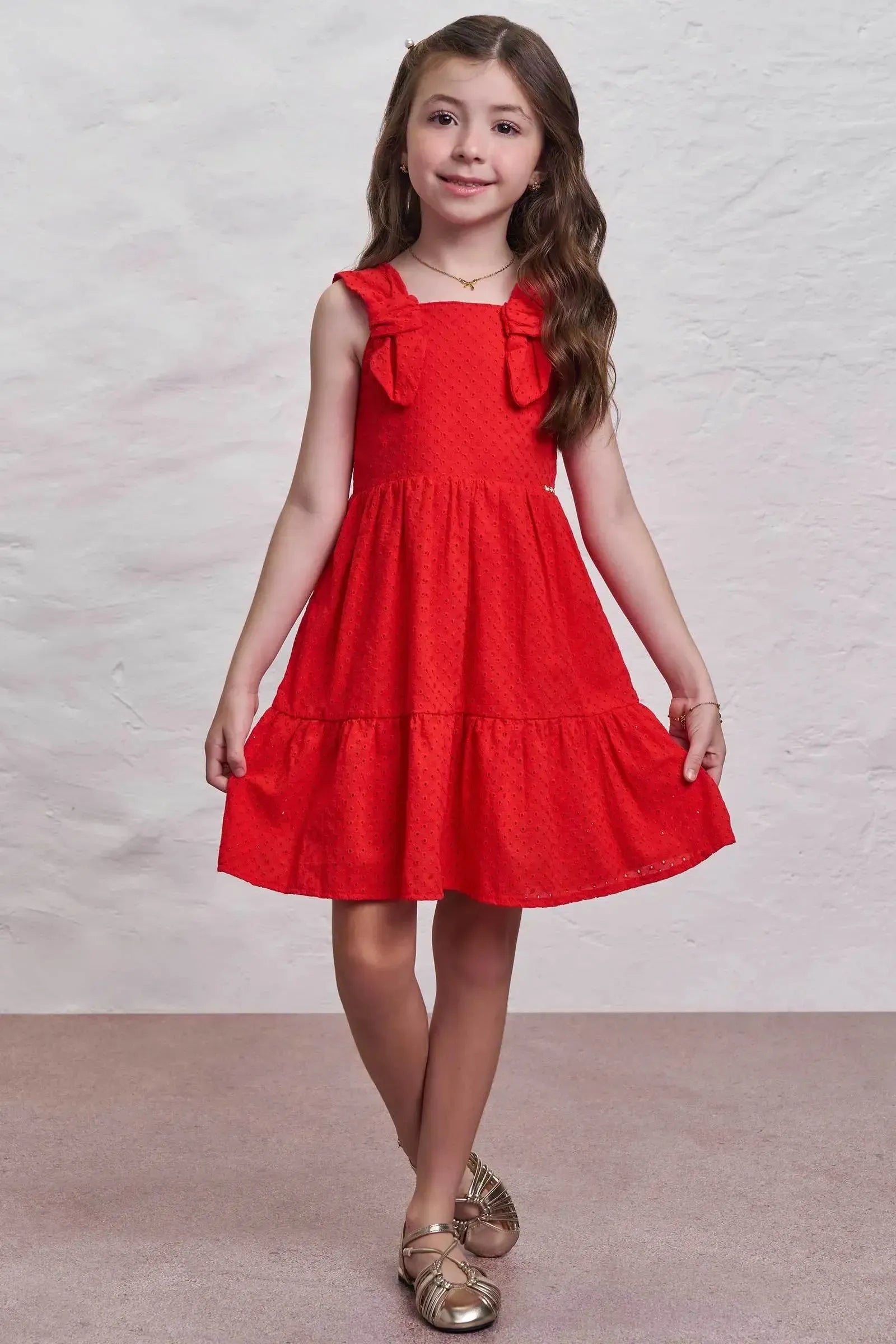 Vestido em Laise Bordada 98079 Infanti Infantil Menina