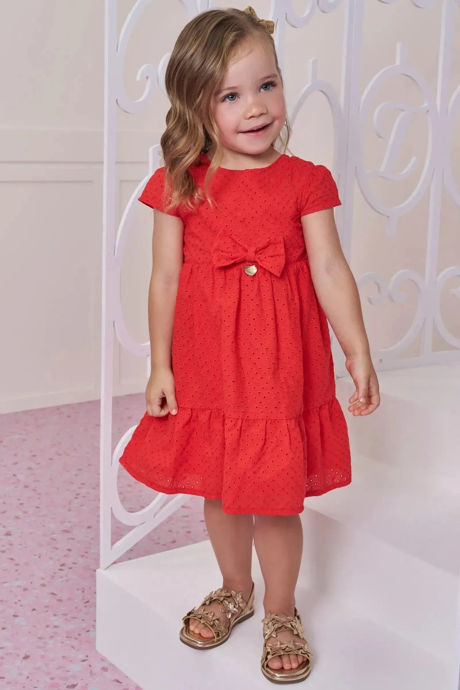 Vestido em Laise Bordada 98579 Infanti Bebê Menina