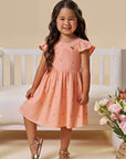 Vestido em Linho Bordado Corações 96598 Infanti Infantil Menina