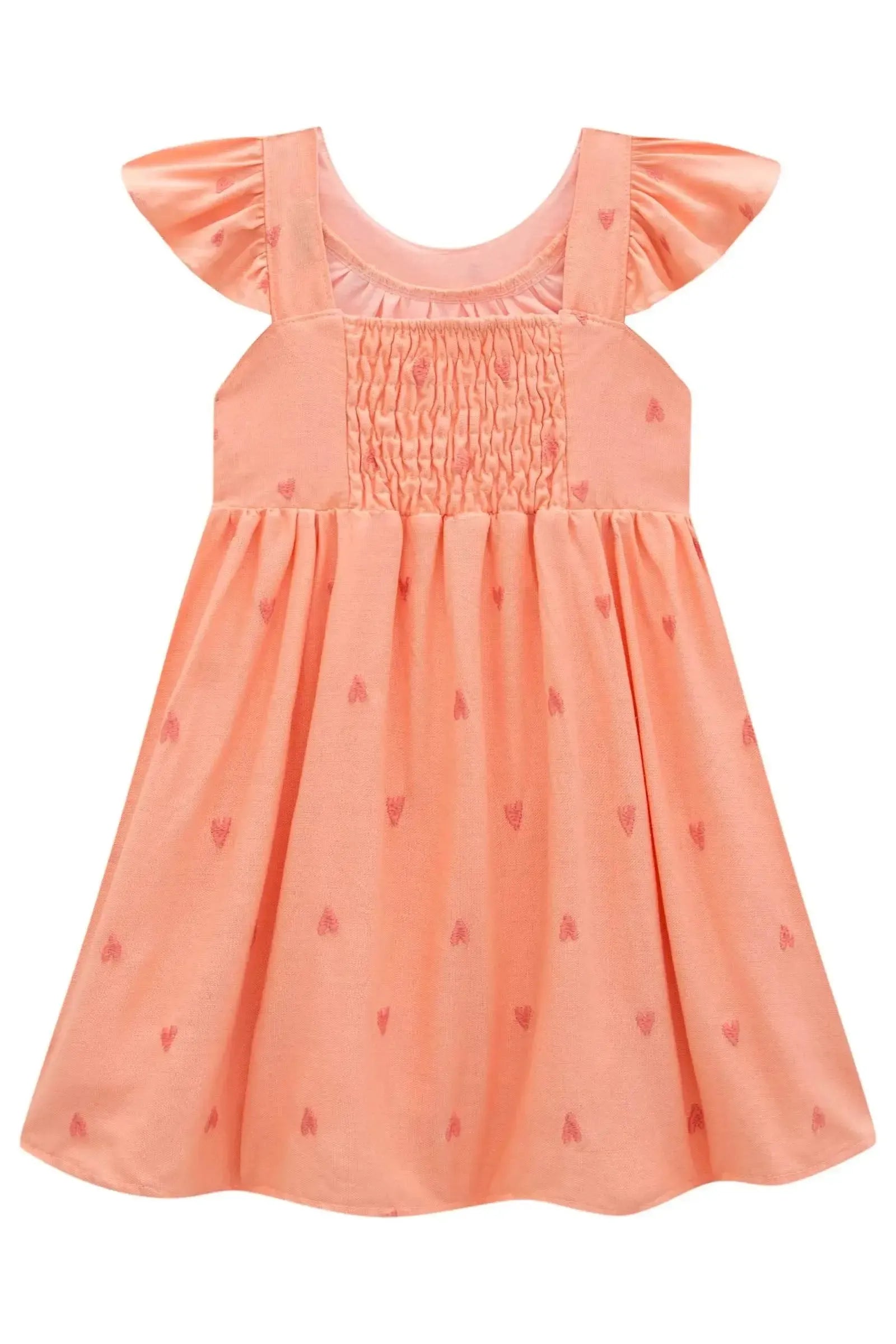 Vestido em Linho Bordado Corações 96598 Infanti Infantil Menina