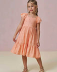 Vestido em Linho Bordado Corações 96650 Infanti Infantil Menina
