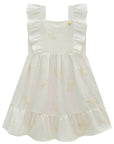 Vestido em Linho Bordado Folhas 98535 Infanti Infantil Menina