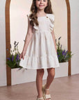 Vestido em Linho Bordado Folhas 98535 Infanti Infantil Menina