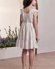 Vestido em Linho Bordado Folhas 98535 Infanti Infantil Menina