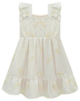 Vestido em Linho Bordado Folhas 98535 Infanti Infantil Menina