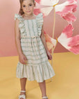 Vestido em Linho Bordado Listras 82929 Infanti Infantil Menina