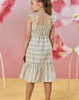 Vestido em Linho Bordado Listras 82929 Infanti Infantil Menina