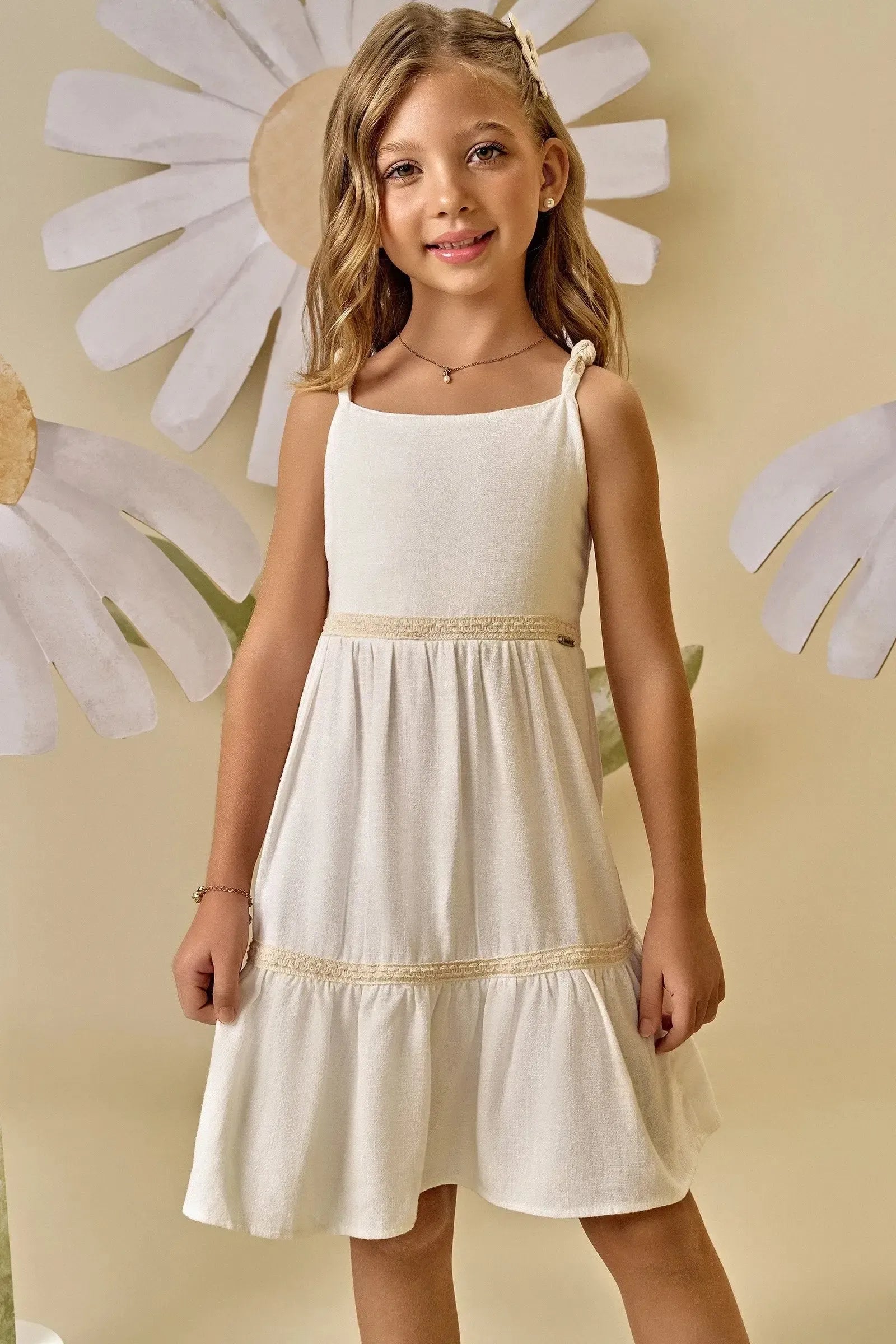 Vestido em Linho com Elastano 87956 Infanti Infantil Menina
