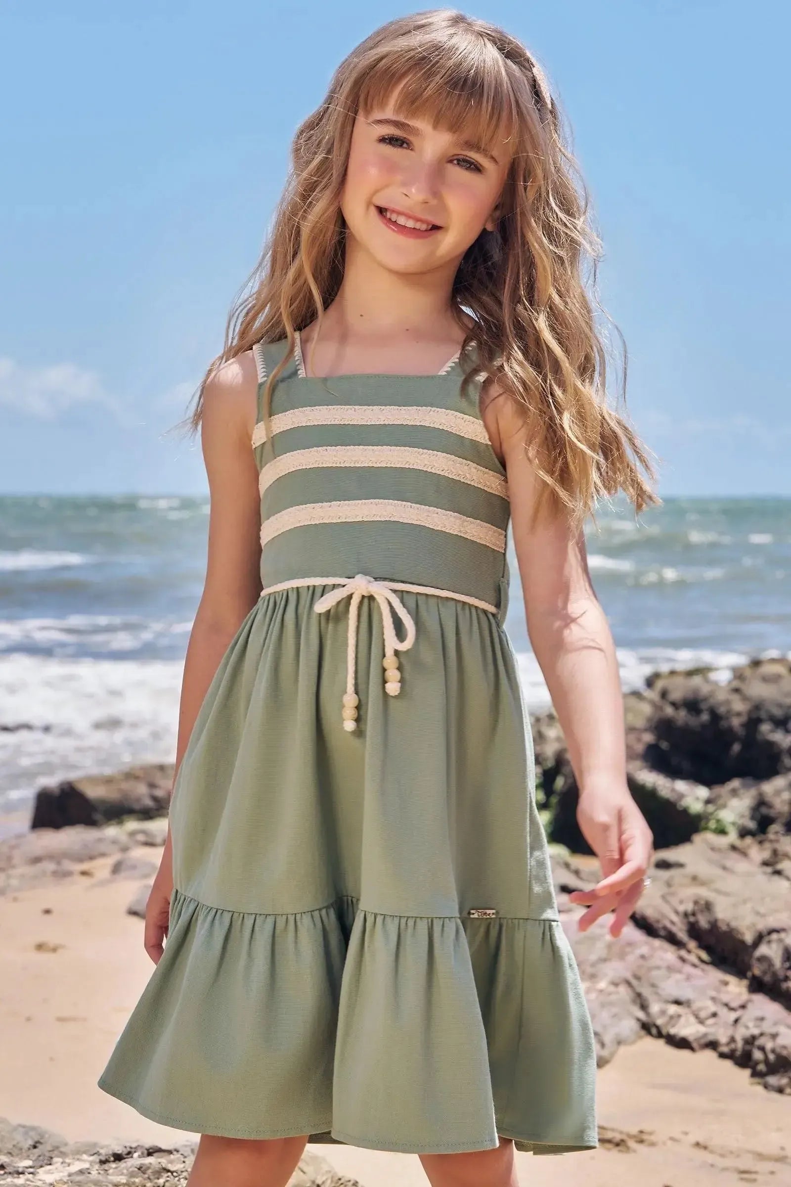 Vestido em Linho com Elastano 97542 Infanti Infantil Menina