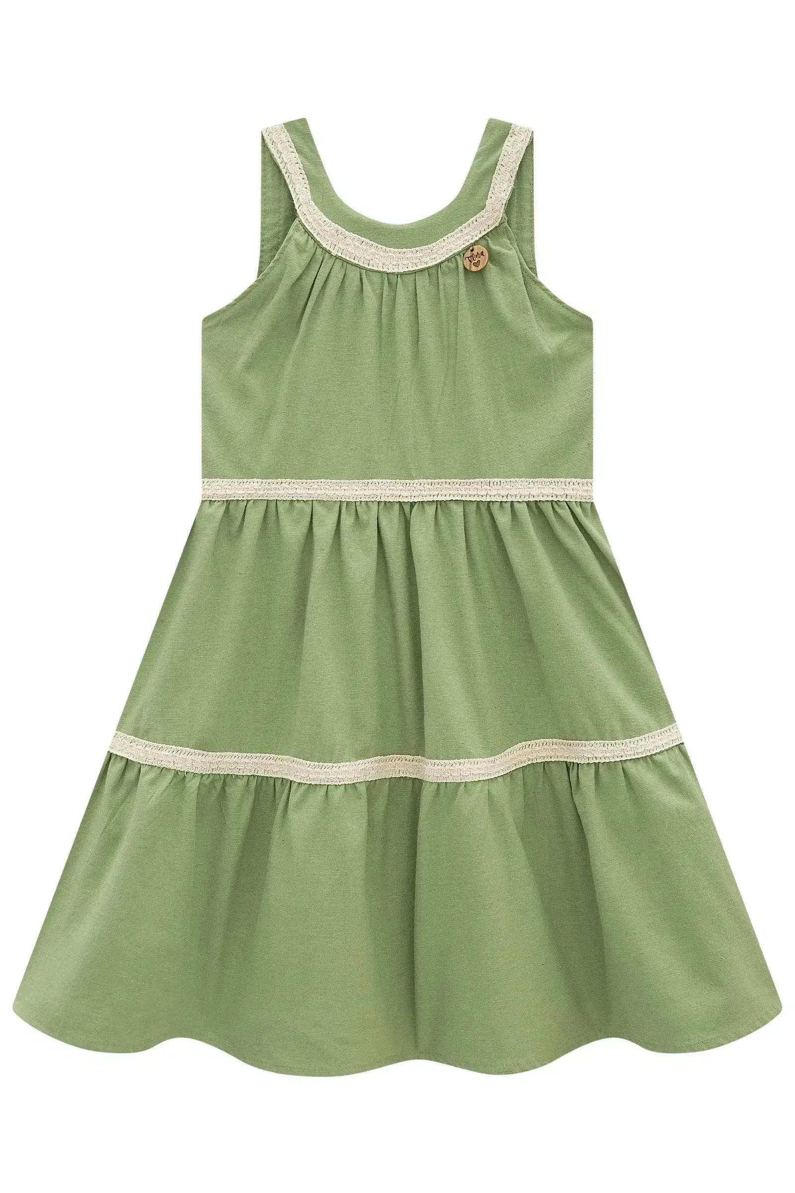 Vestido em Linho com Elastano 99040 Infanti Infantil Menina