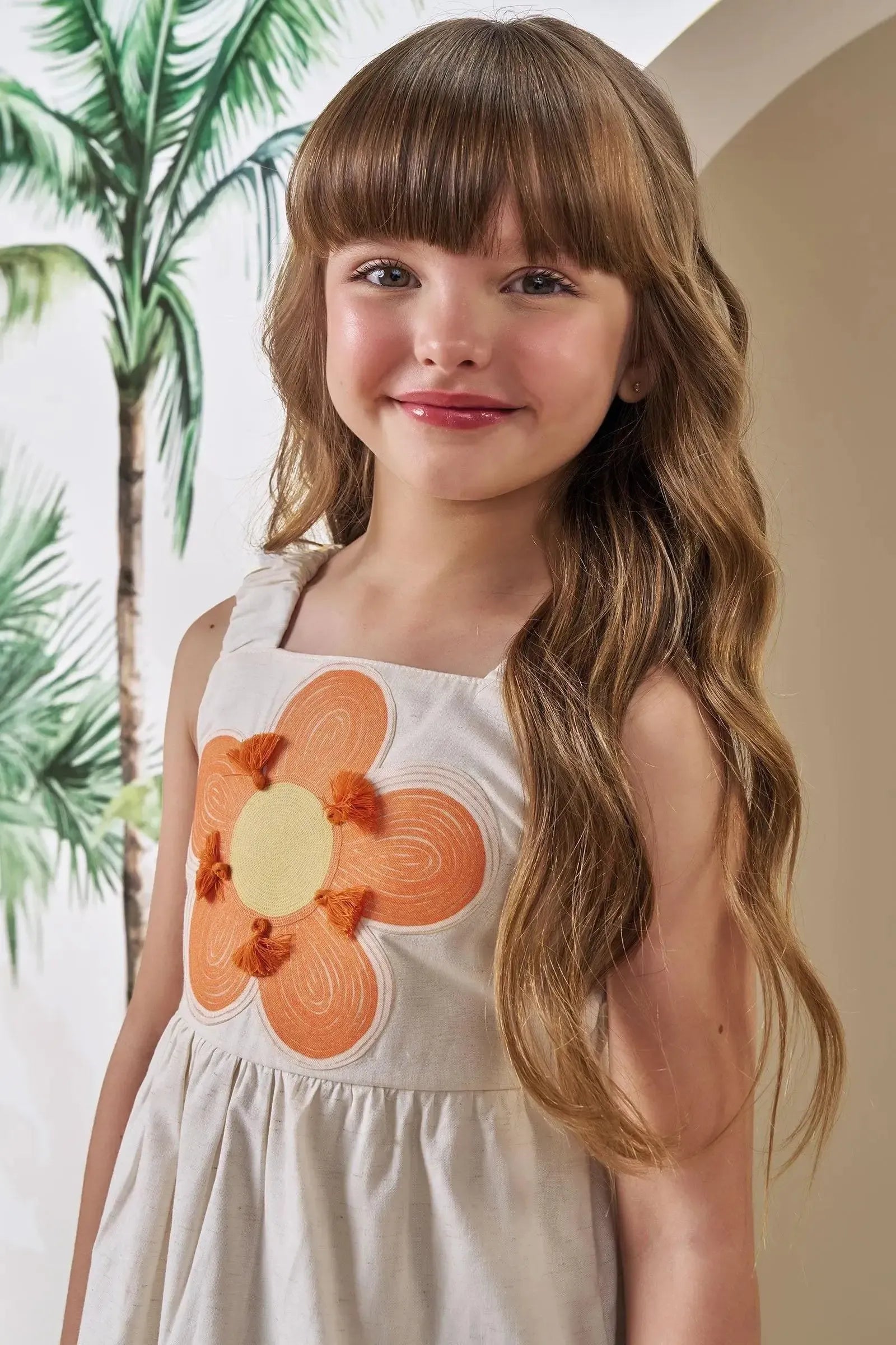 Vestido em Linho Deluxe 86511 Infanti Infantil Menina