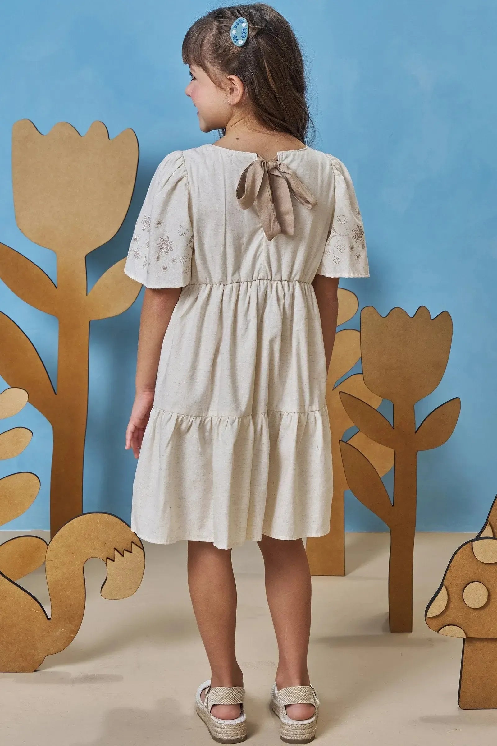 Vestido em Linho Deluxe 93520 Infanti Infantil Menina