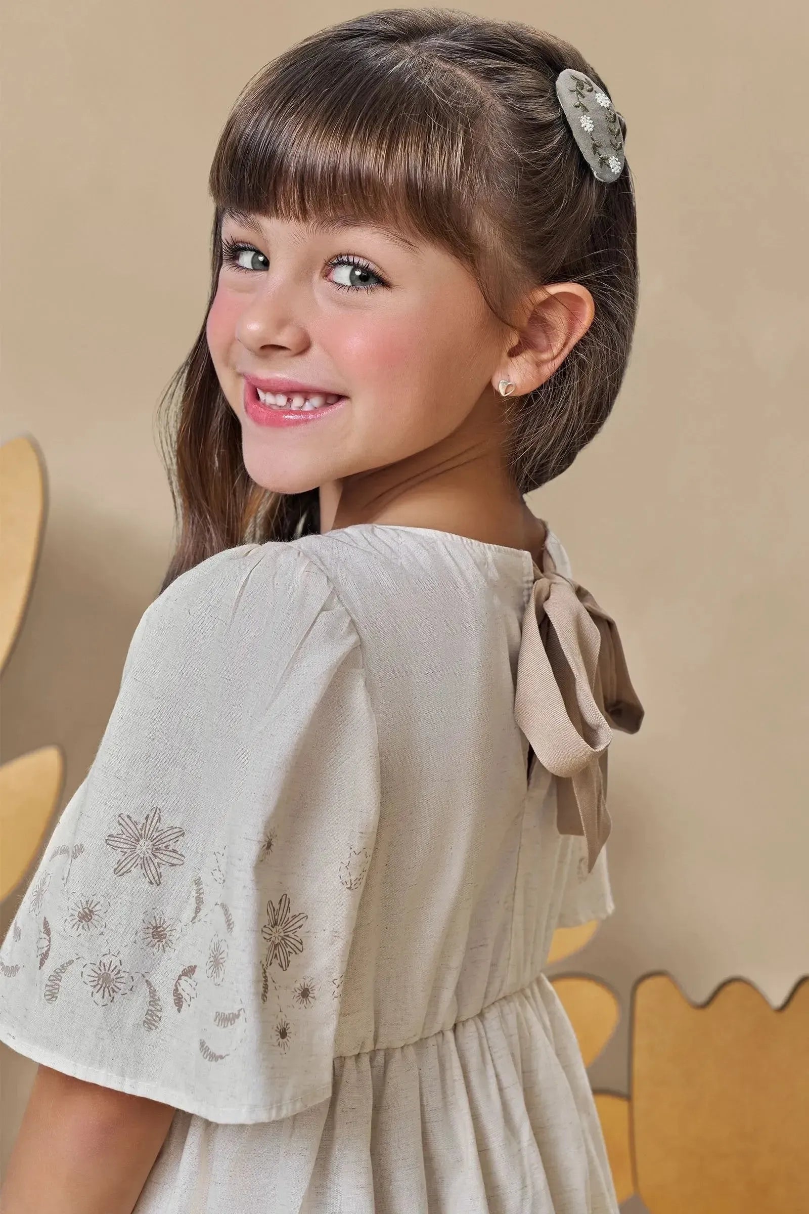 Vestido em Linho Deluxe 93520 Infanti Infantil Menina