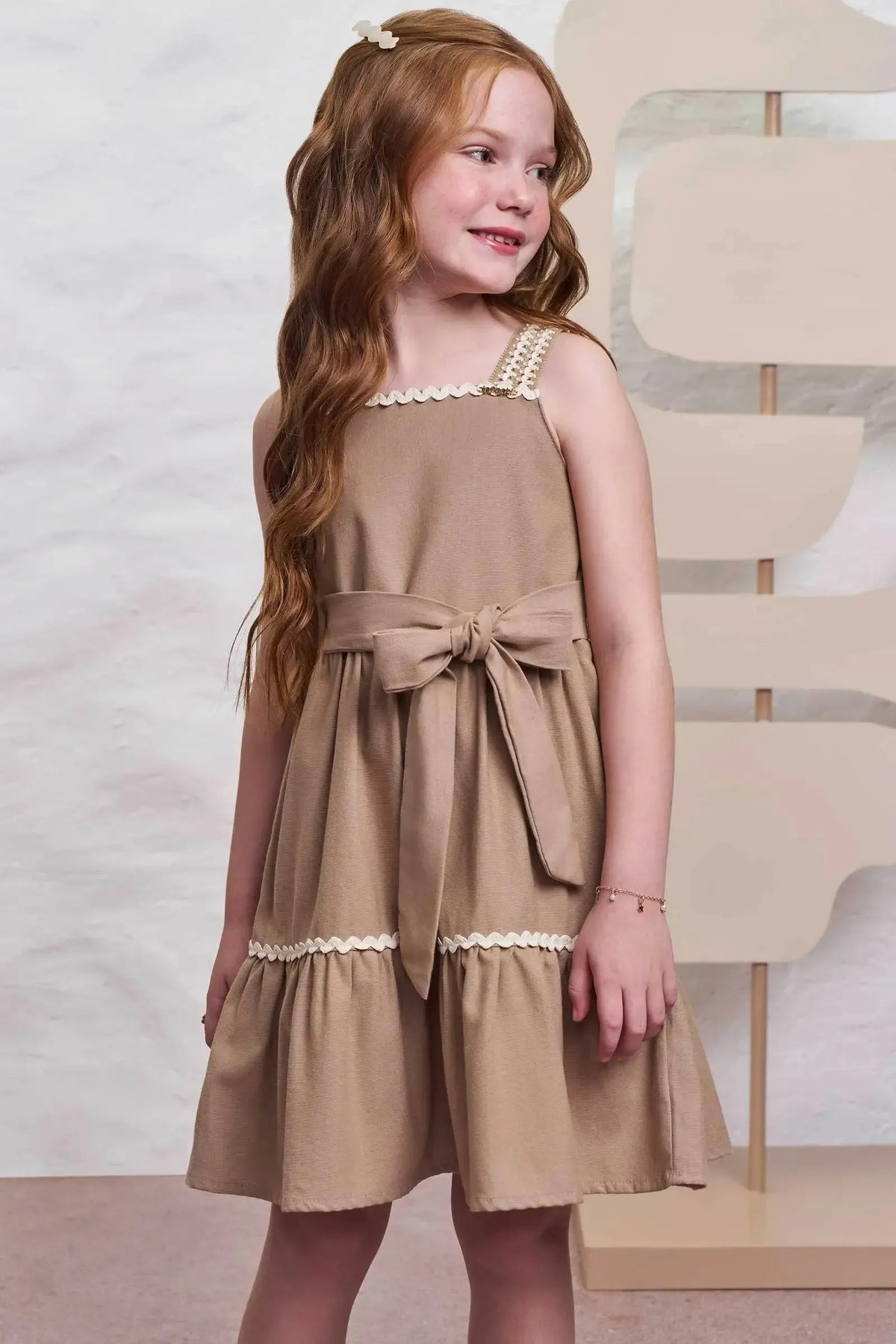 Vestido em Linho Santorine com Elastano 98360 Infanti Infantil Menina