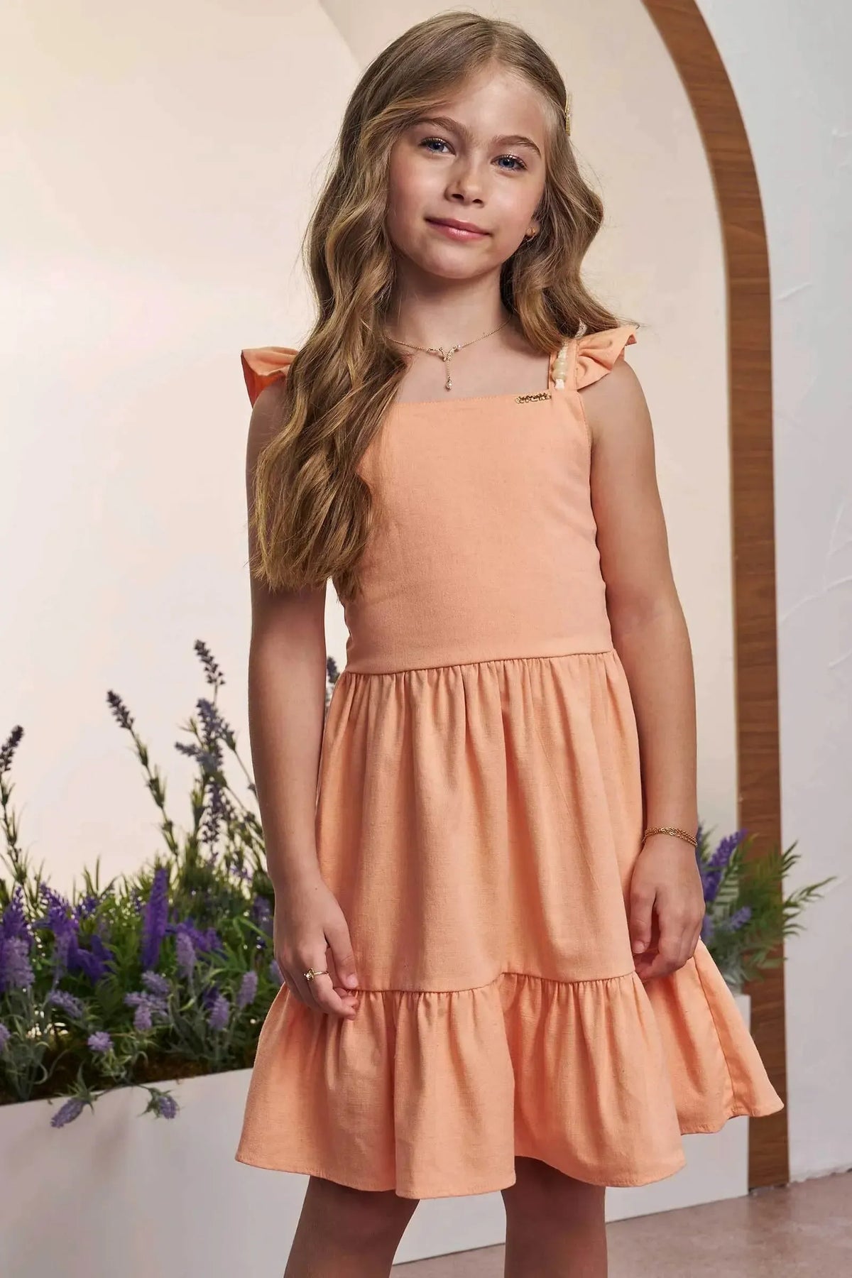 Vestido em Linho Santorine com Elastano 98614 Infanti Infantil Menina