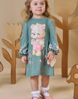 Vestido em Malha Comfy. Acompanha Bolsa em Fleece 89203 Infanti Bebê Menina