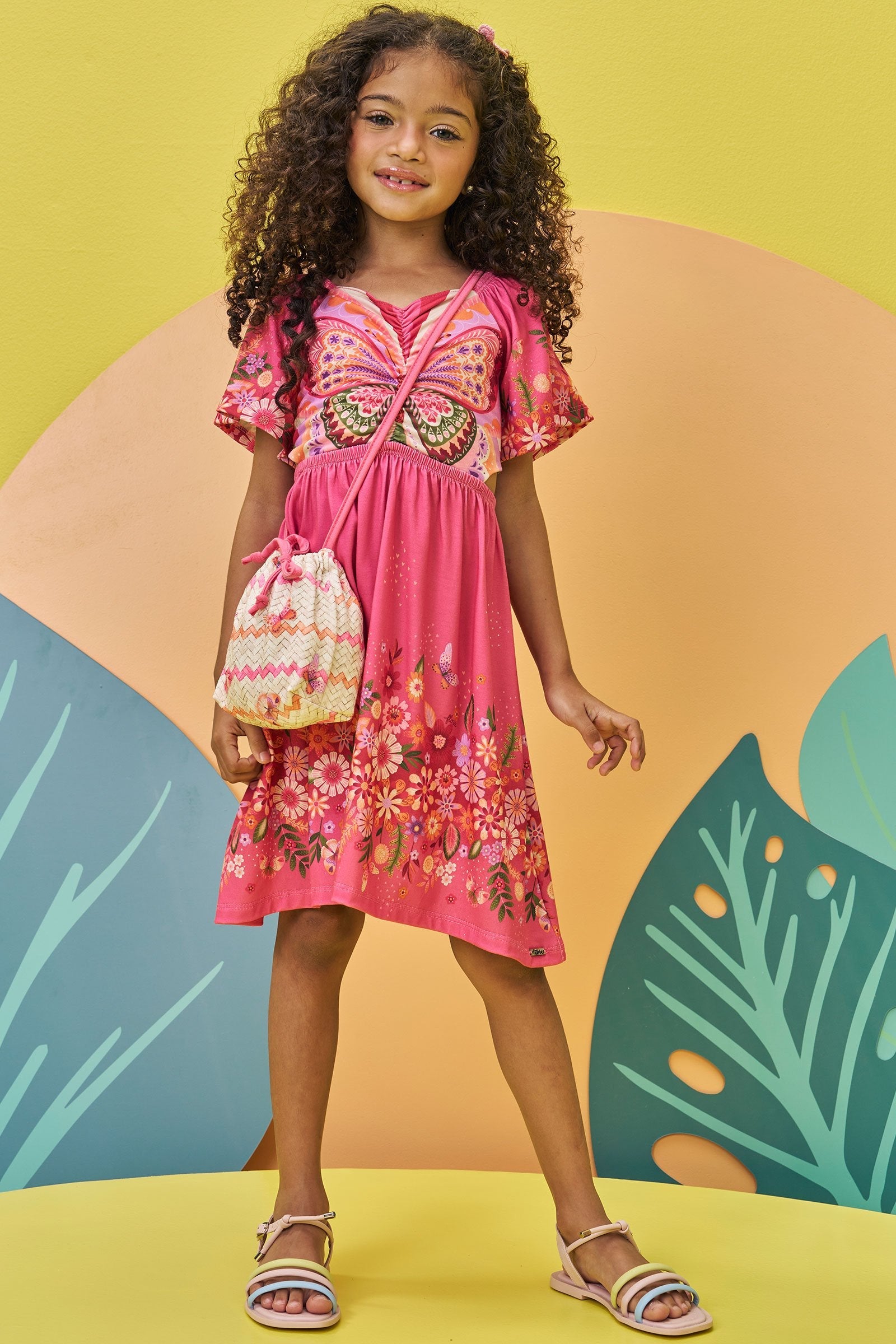 Vestido em Malha Fresh. Acompanha Bolsa 73722 Infanti