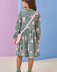 Vestido em Malha Fresh. Acompanha Bolsa em Pelo Carneirinho 91816 Infanti Infantil Menina