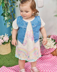 Vestido em Malha Laise com Colete em Jeans Arkansas 77859 Infanti