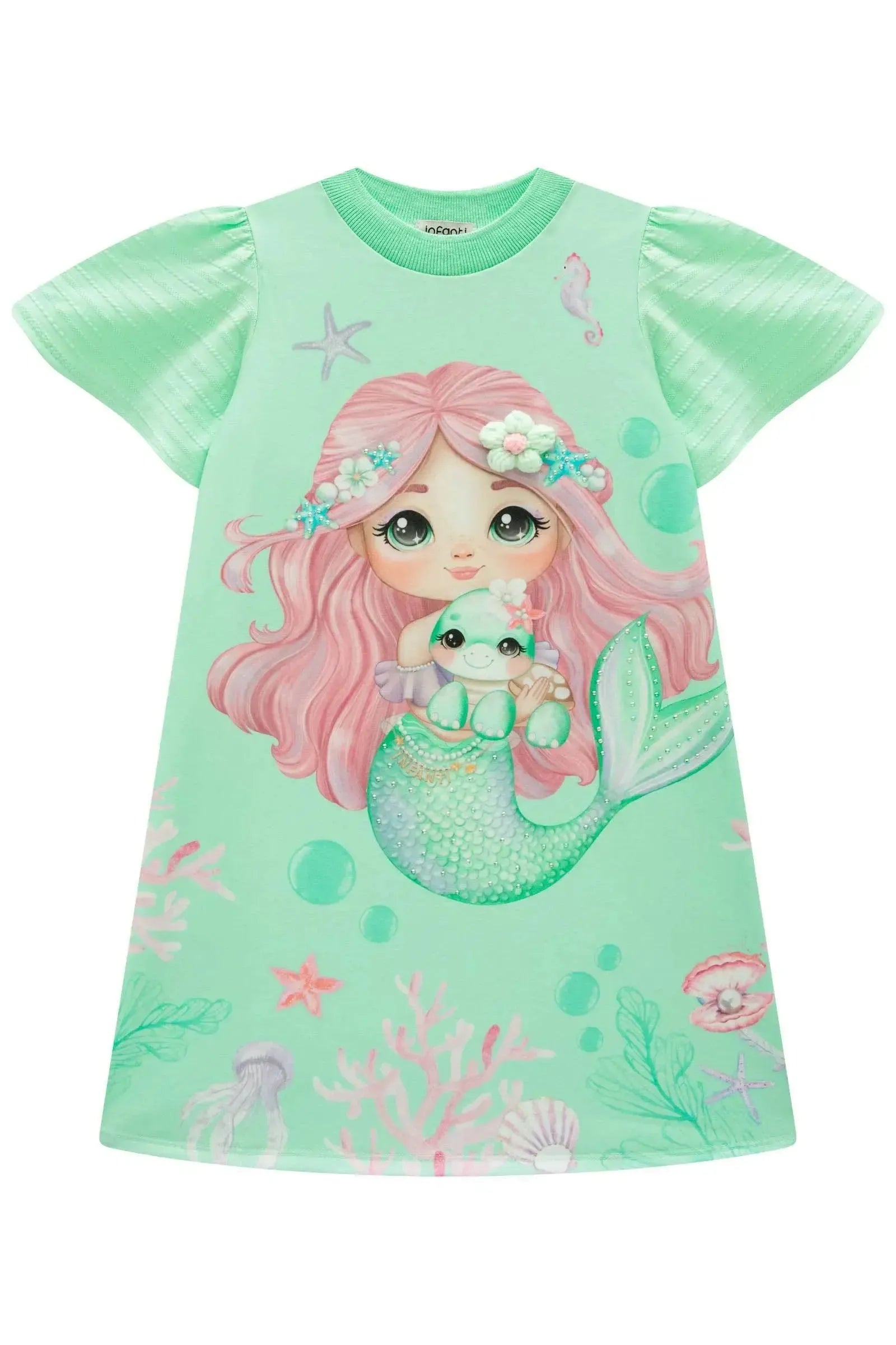 Vestido em Malha Textura 86959 Infanti Infantil Menina