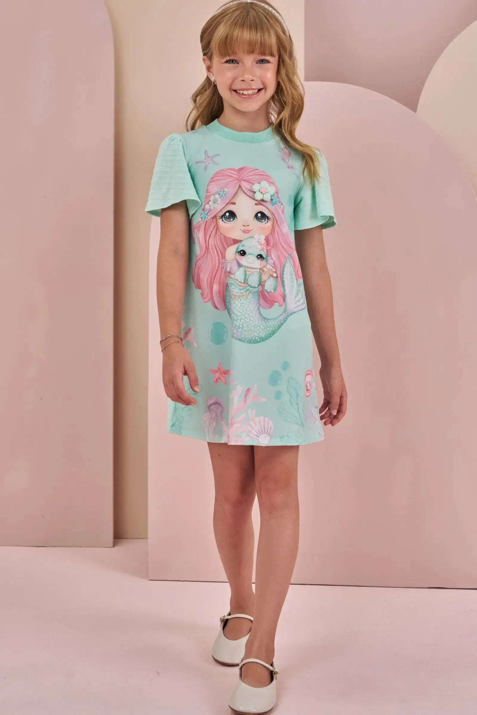 Vestido em Malha Textura 86959 Infanti Infantil Menina