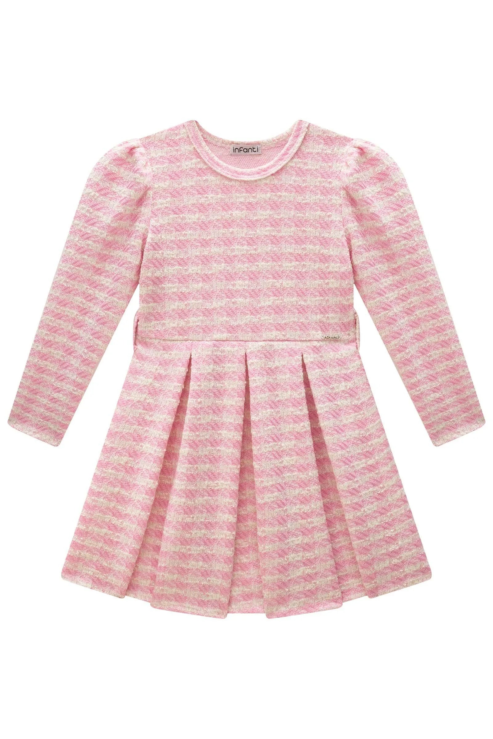 Vestido em Malha Tweed. Acompanha Gola em Pelo 89665 Infanti Infantil Menina