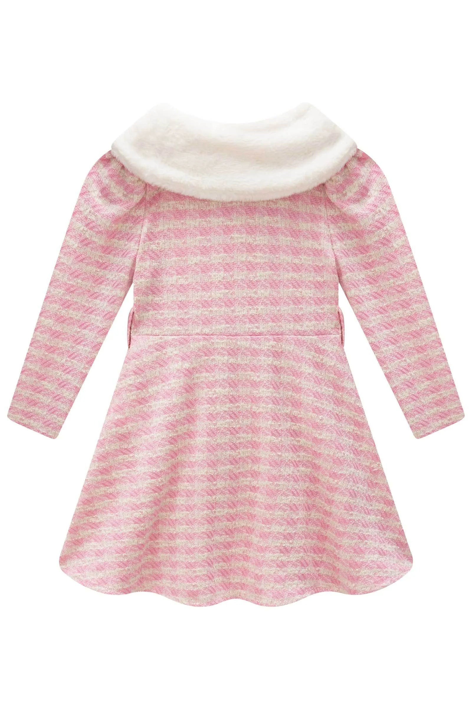 Vestido em Malha Tweed. Acompanha Gola em Pelo 89665 Infanti Infantil Menina