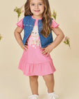 Vestido em Malha Wave e Colete em Jeans Arkansas 81845 Infanti