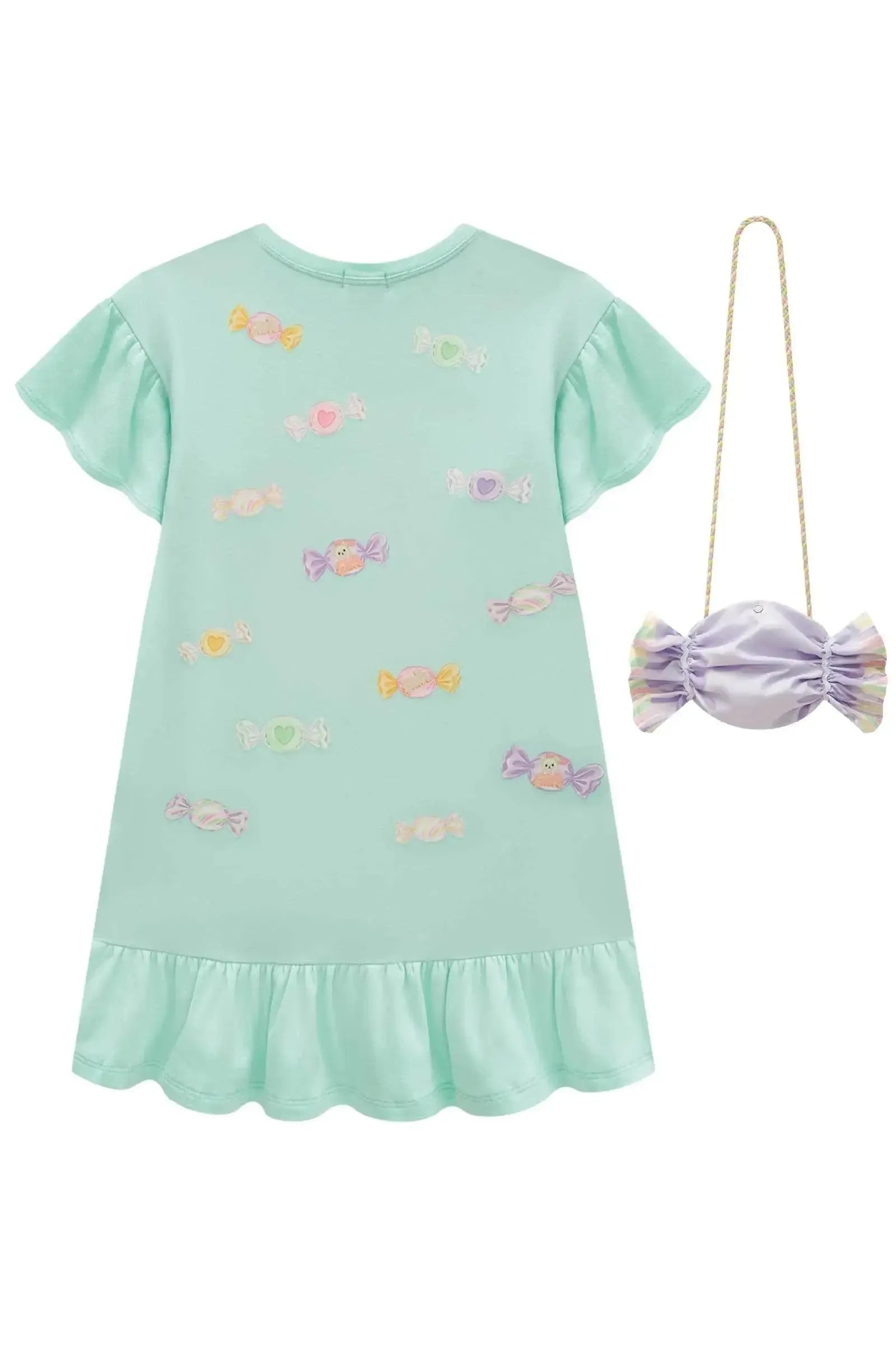 Vestido em Meia Malha. Acompanha Bolsa 83026 Infanti Infantil Menina