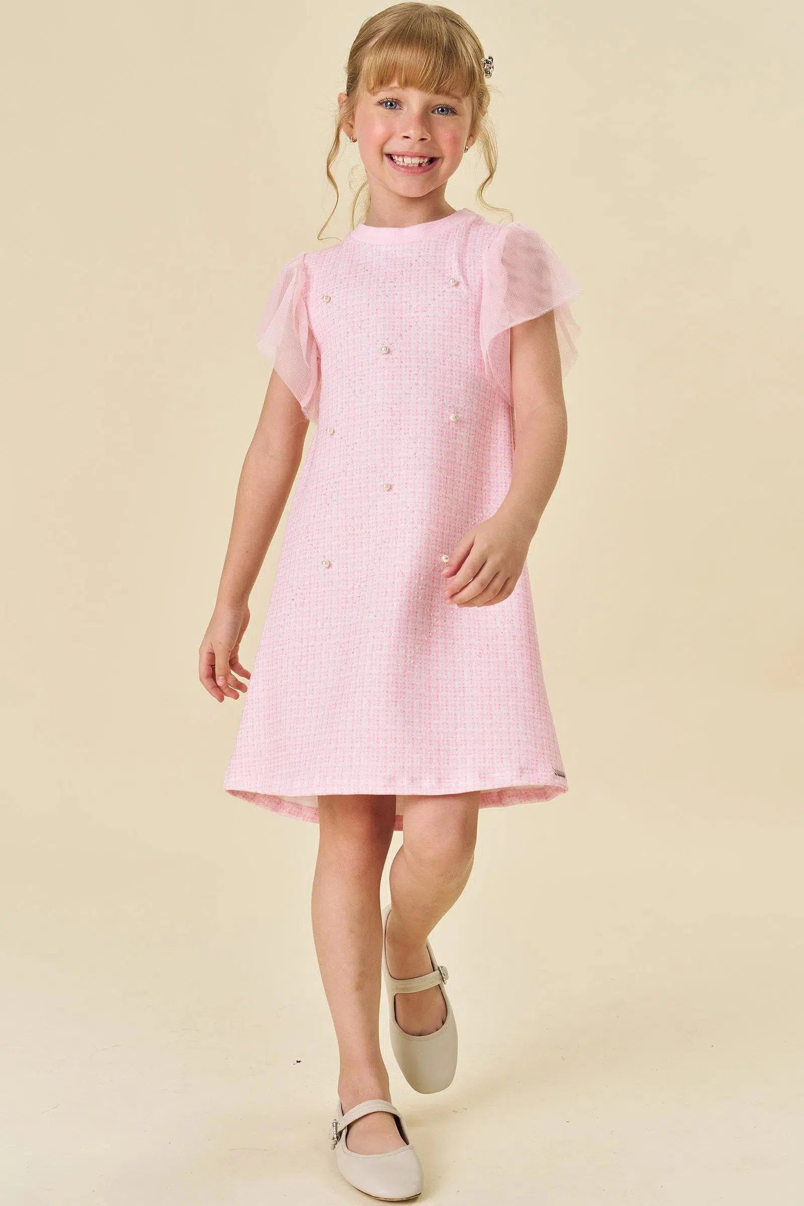 Vestido em Molecotton e Tule 82177 Infanti