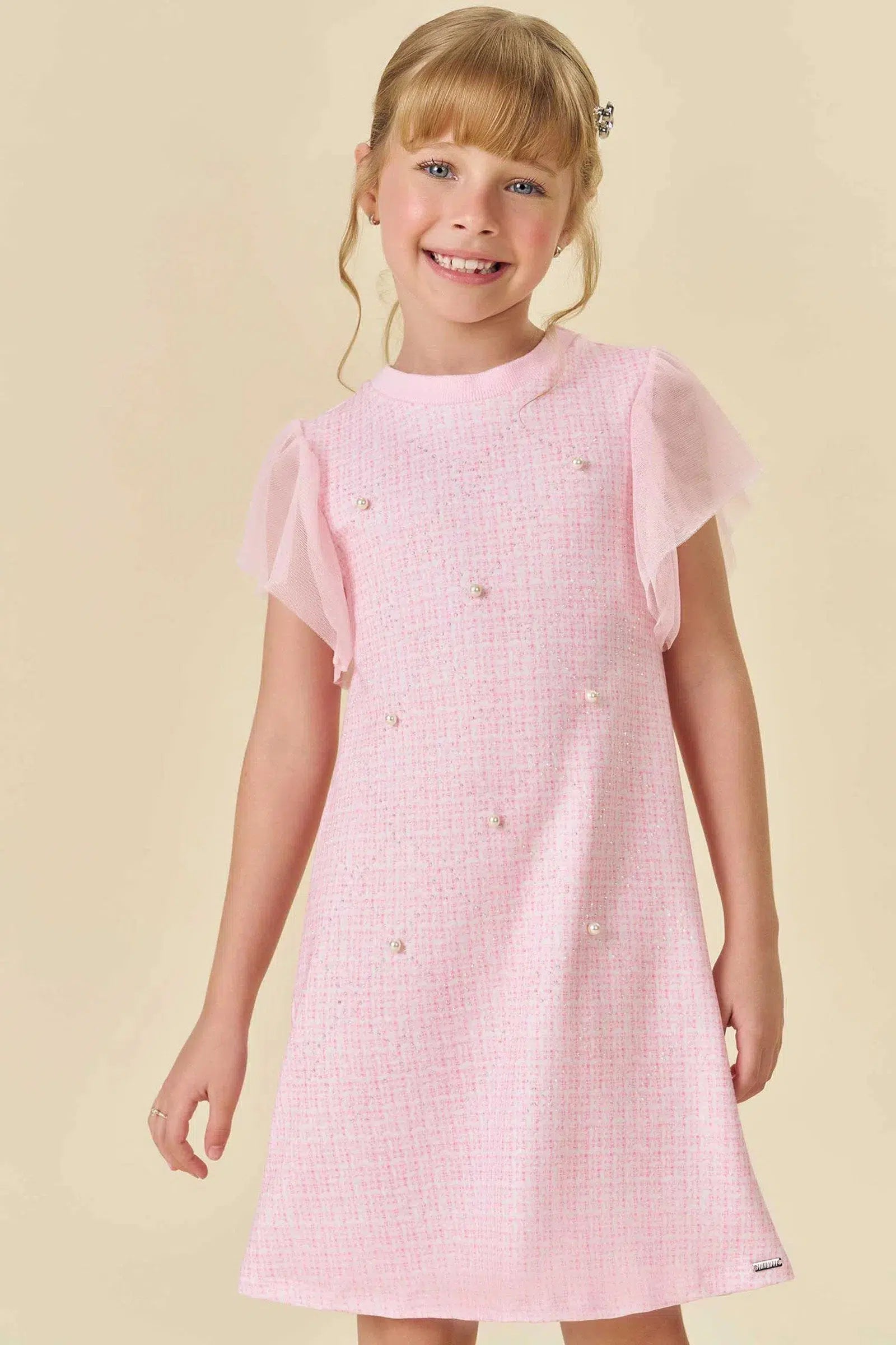 Vestido em Molecotton e Tule 82177 Infanti