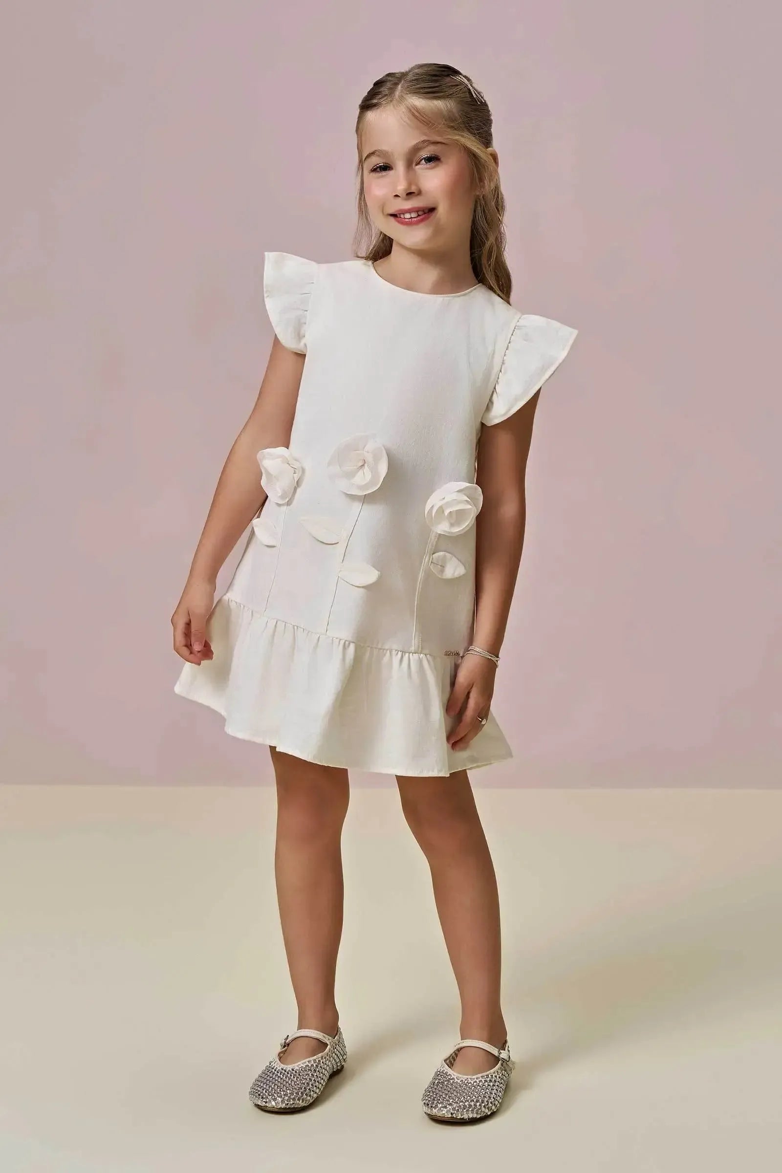 Vestido em Sarja com Elastano 97161 Infanti Infantil Menina