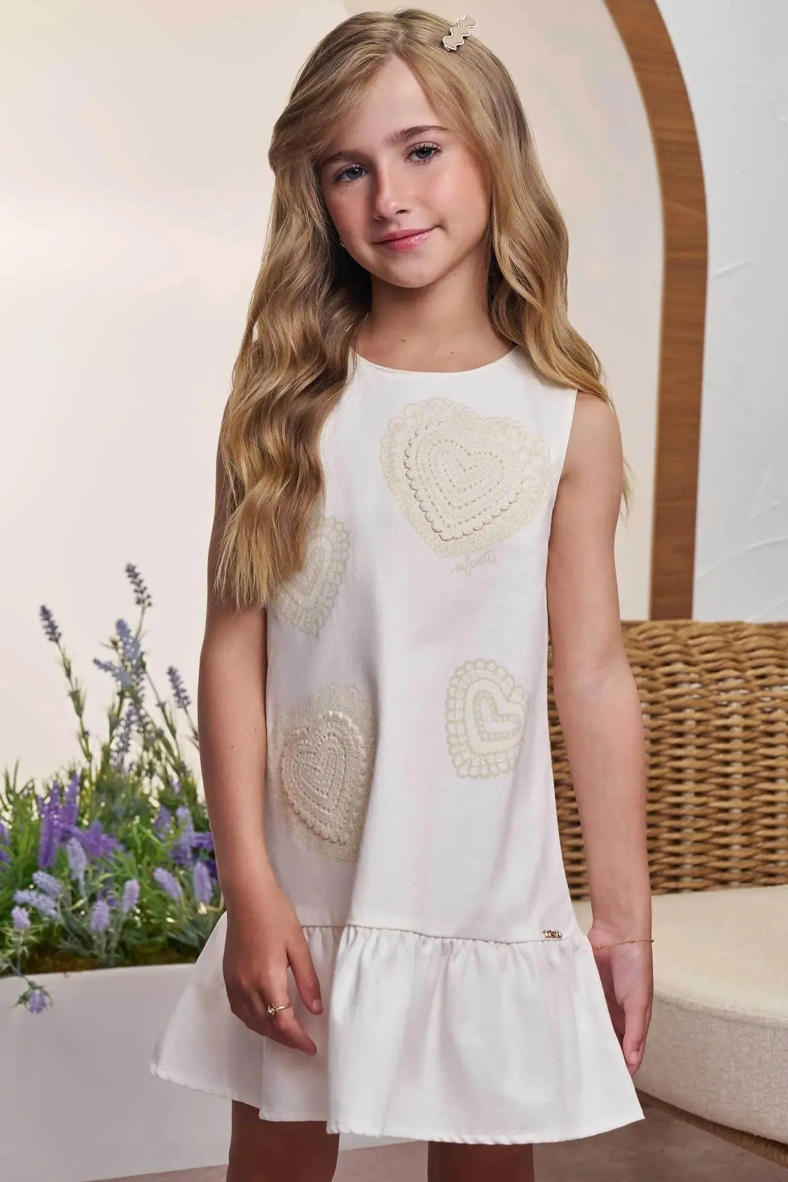 Vestido em Sarja com Elastano 98613 Infanti Infantil Menina