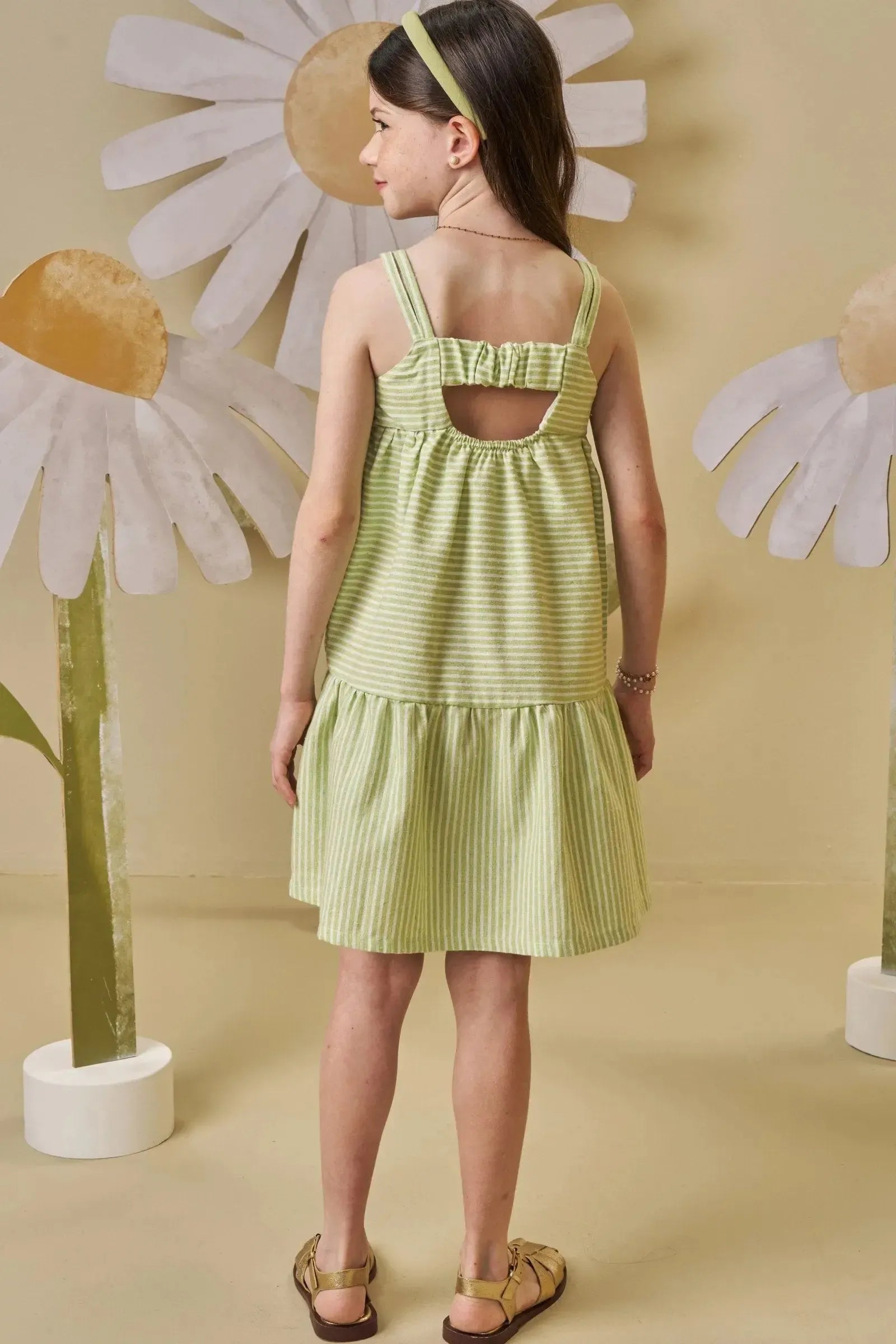 Vestido em Tecido Listrado 87946 Infanti Infantil Menina