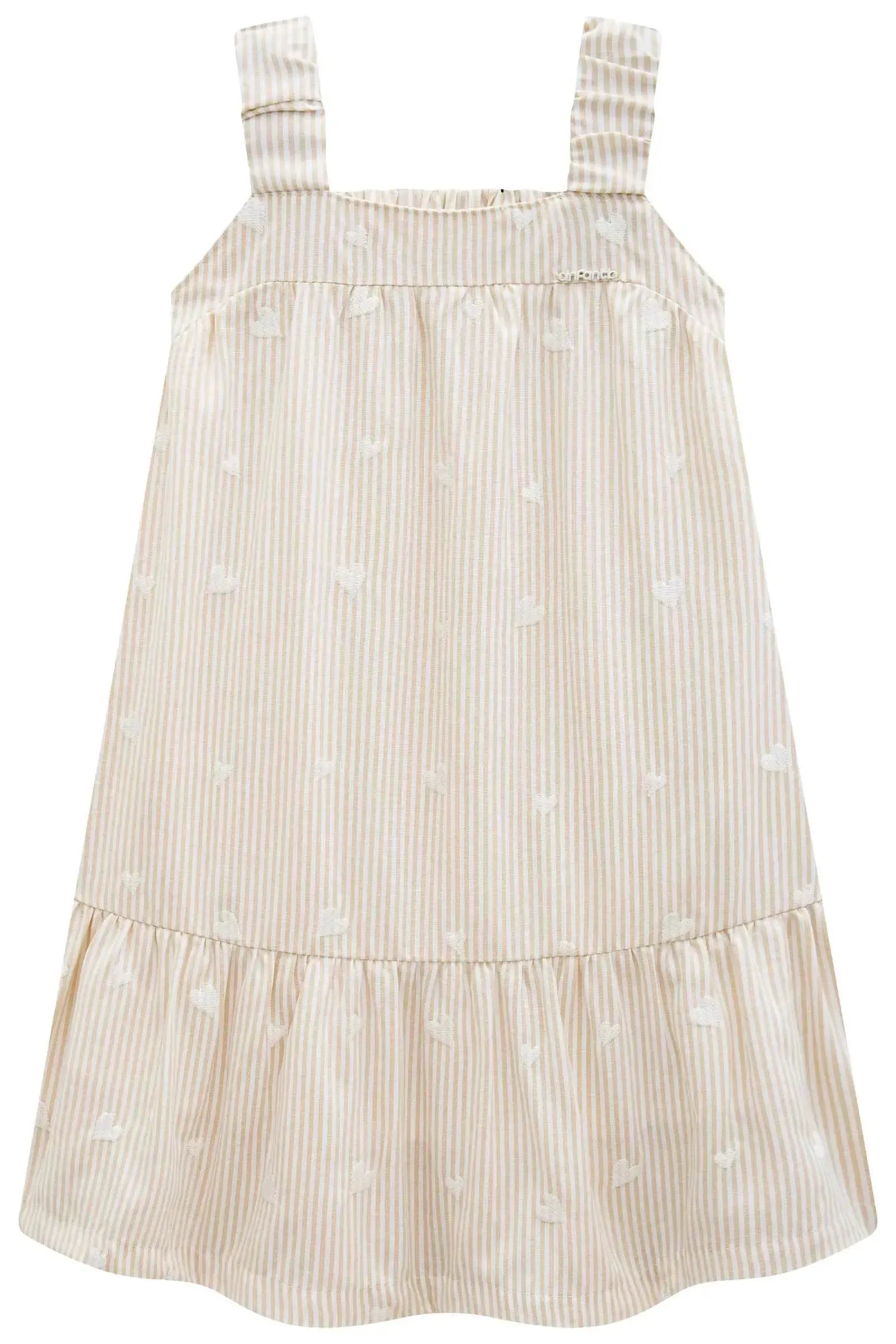 Vestido em Tecido Listrado Bordado 96668 Infanti Infantil Menina