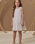 Vestido em Tecido Listrado Bordado 96668 Infanti Infantil Menina