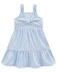 Vestido em Tecido Listrado Bordado 98367 Infanti Infantil Menina
