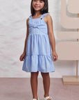 Vestido em Tecido Listrado Bordado 98367 Infanti Infantil Menina