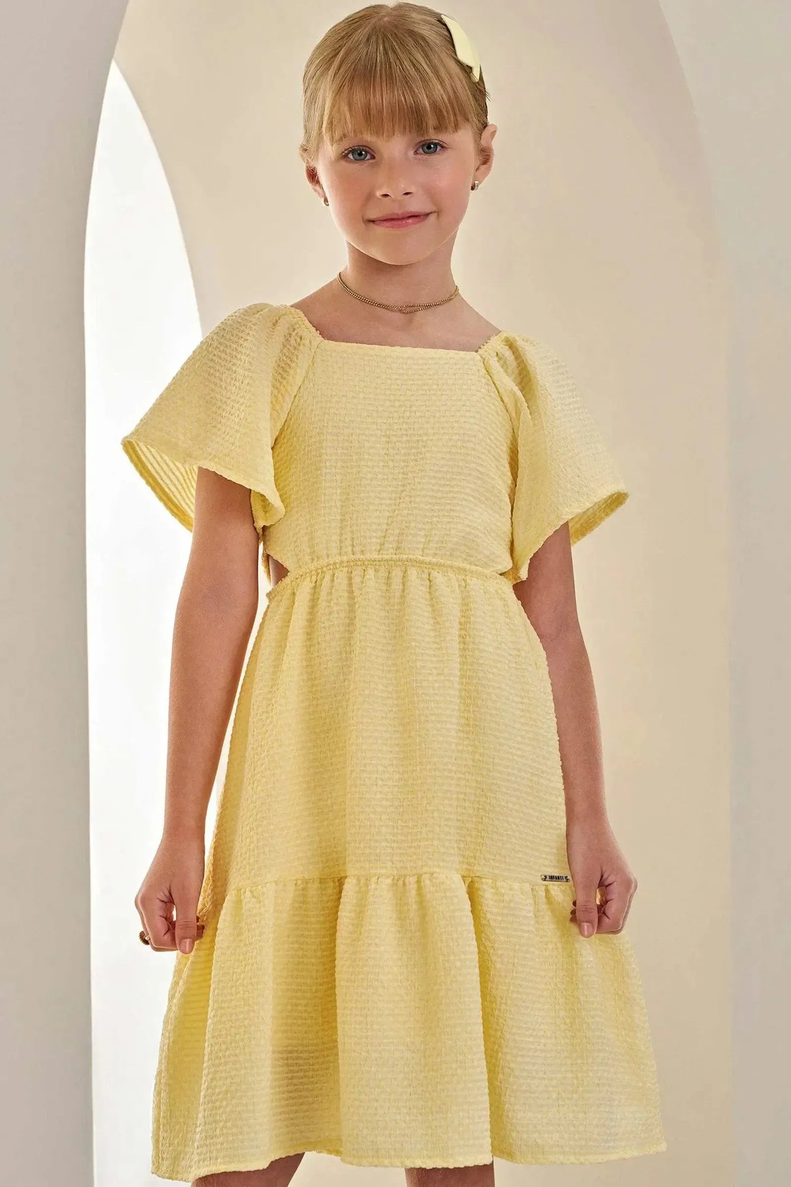 Vestido em Tecido Texturizado 84617 Infanti Infantil Menina