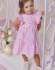 Vestido em Tricoline Bordado Flores 98389 Infanti Bebê Menina